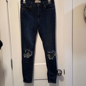 Free People Busted Knee High Rise Ankle Skinny Jeans-Dark Wash sz 28R